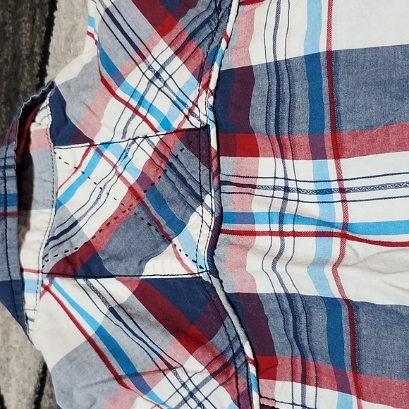 BKE PLAID SLIM FIT PEARL SNAP-BUTTON SHORT SLEEVE BUTTON-DOWN SHIRT LARGE - Picture 11 of 13